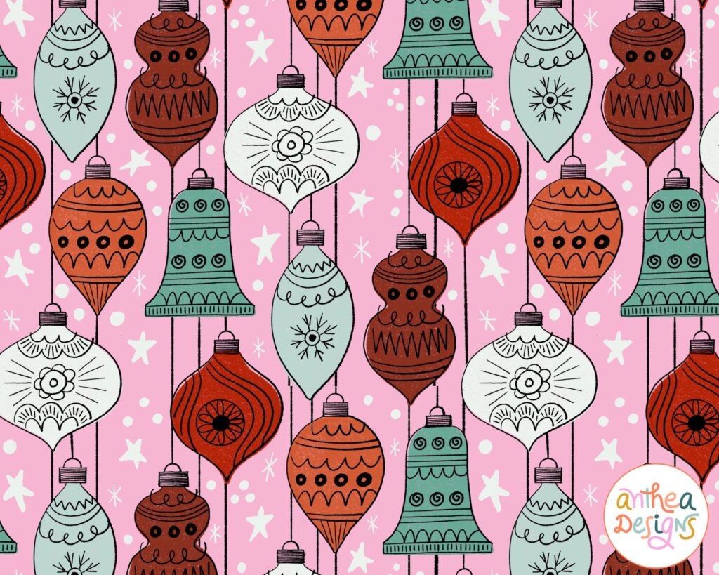 Surface design by Priyadarshini Das Sharma | Tips for Creating Marketable Christmas Art | Sketch Design Repeat